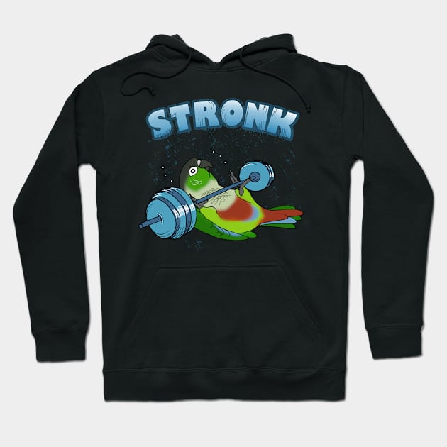 Stronk Green cheeked conure Fitness Parrot Workout Hoodie by FandomizedRose